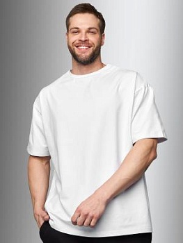 Футболка белая мужская оверсайз однотонная (арт. МБФ)