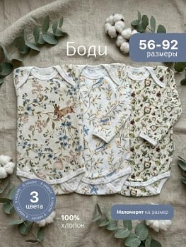 Боди для новорожденных с длинным рукавом 3 шт (кулирка, арт. БК3-4-Х) оптом от производителя