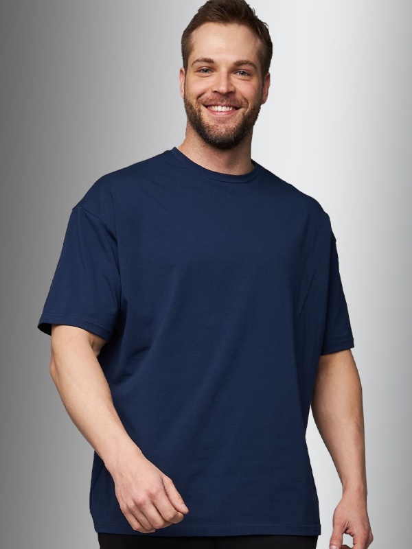 Футболка синяя мужская оверсайз однотонная (арт. МСФ)