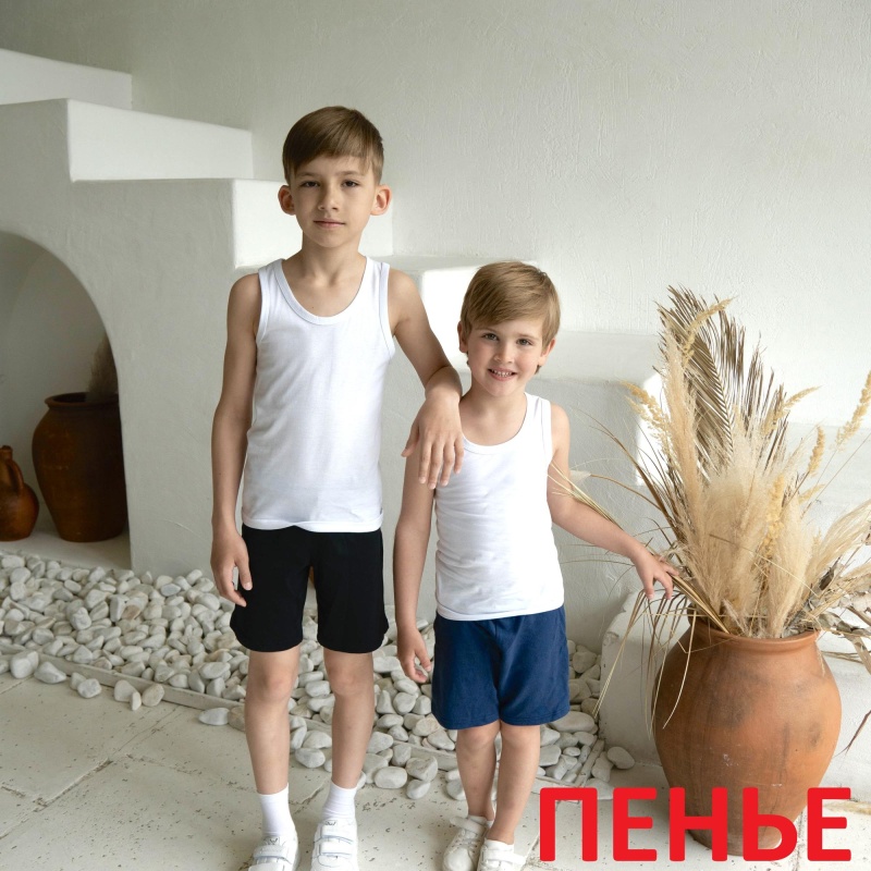 Майка белая пенье на мальчика р.р. от 38 до 46 (арт. ММ-П9)