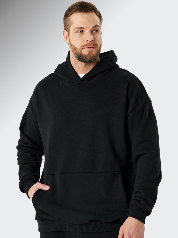Худи без начеса(петля) для мужчин черный