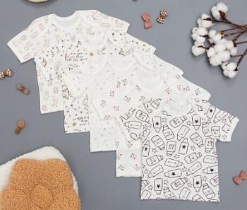 Футболка кор-рук для новорожденных (кулирка) 5 принтов (арт. ФНК) оптом от производителя