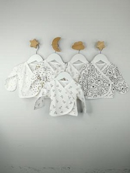 Распашонка с запахом (кулирка) 5 принтов (арт. 2РК) оптом от производителя